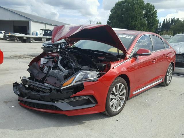 5NPE34AFXHH451149 - 2017 HYUNDAI SONATA SPO RED photo 2