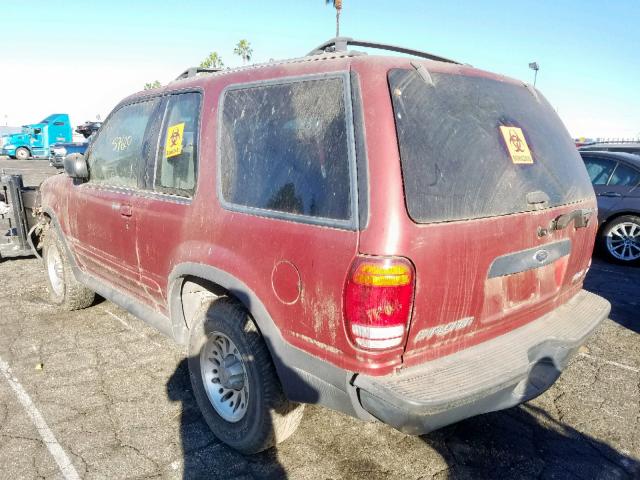 1FMYU60E6YUA07105 - 2000 FORD EXPLORER S RED photo 3