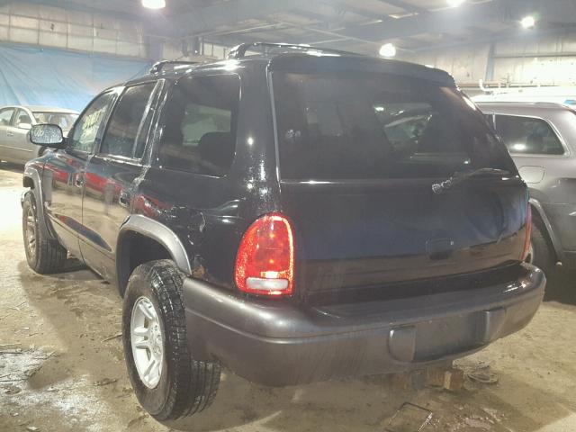 1B4HS38N02F152890 - 2002 DODGE DURANGO SP BLACK photo 3