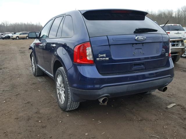 2FMDK4JCXBBA06736 - 2011 FORD EDGE SEL BLUE photo 3