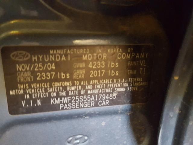 KMHWF25S55A179485 - 2005 HYUNDAI SONATA GL GREEN photo 10