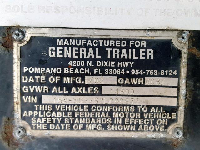 15XFW53362L000977 - 2002 KAUFMAN TRAILER BLACK photo 10