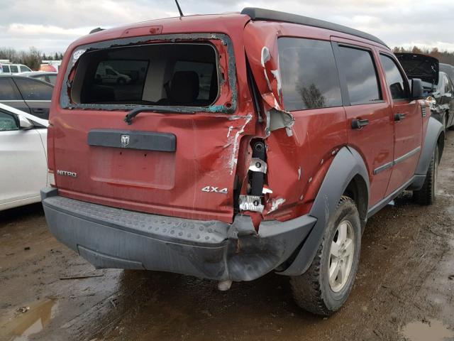 1D8GU28K37W616594 - 2007 DODGE NITRO SXT RED photo 4