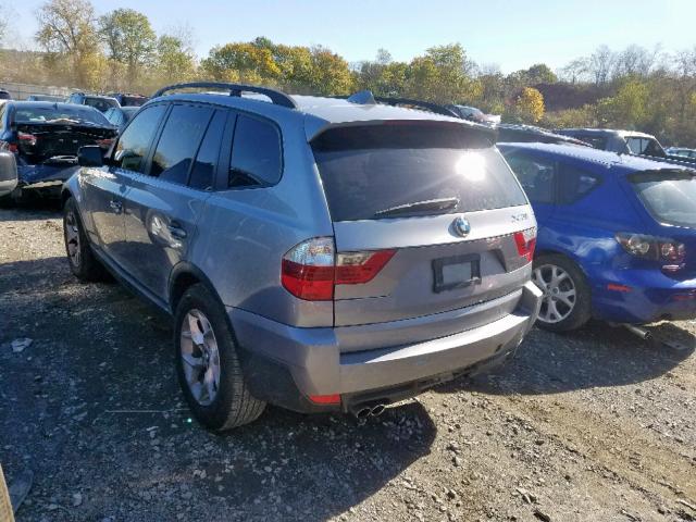 WBXPC93447WF25245 - 2007 BMW X3 3.0SI GRAY photo 3