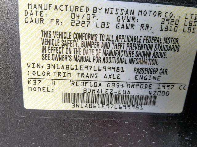 3N1AB61E97L699981 - 2007 NISSAN SENTRA 2.0 BROWN photo 10