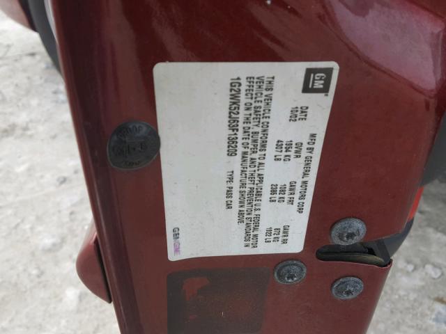 1G2WK52J63F136209 - 2003 PONTIAC GRAND PRIX MAROON photo 10