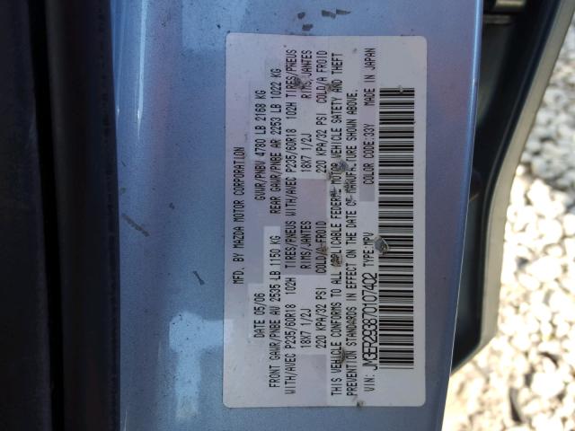 JM3ER293870107402 - 2007 MAZDA CX-7 BLUE photo 10