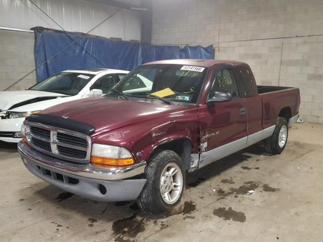 1B7GL22N1YS665340 - 2000 DODGE DAKOTA MAROON photo 2