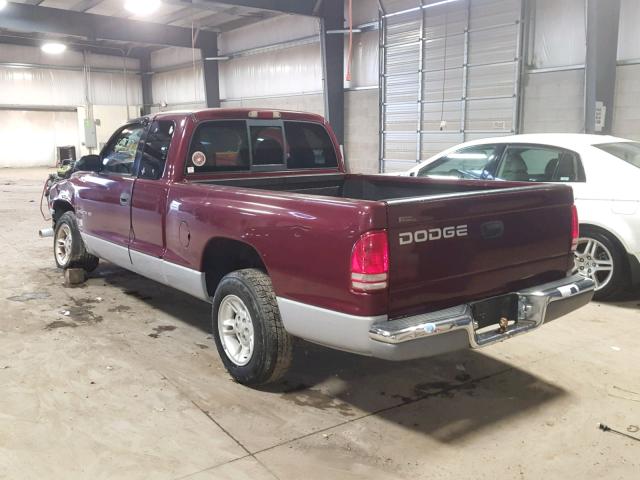 1B7GL22N1YS665340 - 2000 DODGE DAKOTA MAROON photo 3