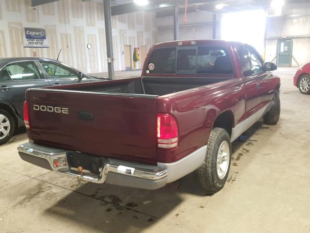 1B7GL22N1YS665340 - 2000 DODGE DAKOTA MAROON photo 4