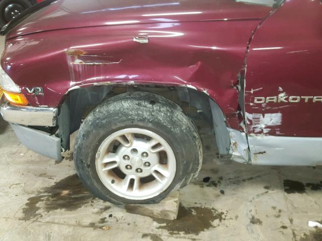 1B7GL22N1YS665340 - 2000 DODGE DAKOTA MAROON photo 9