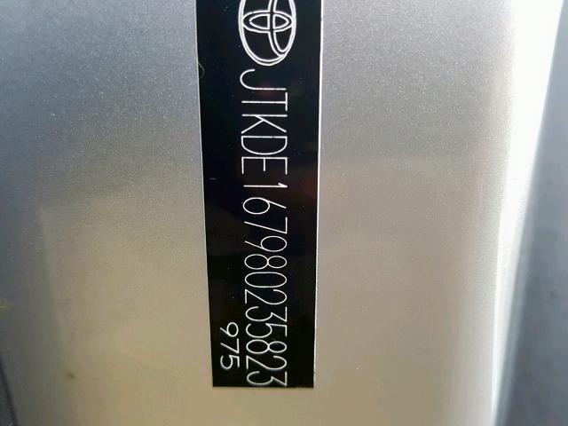 JTKDE167980235823 - 2008 TOYOTA SCION TC 银色 照片 10