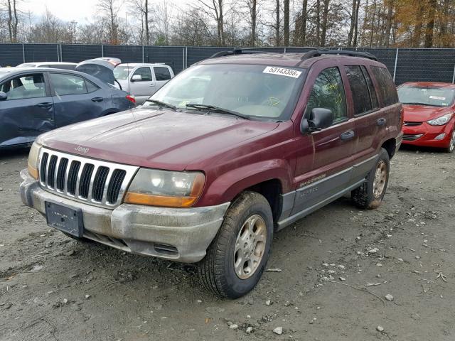 1J4GW48SX1C528133 - 2001 JEEP GRAND CHER MAROON photo 2