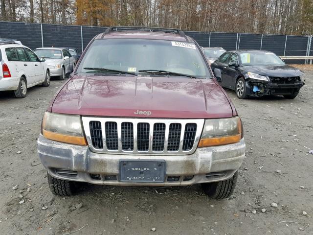 1J4GW48SX1C528133 - 2001 JEEP GRAND CHER MAROON photo 9