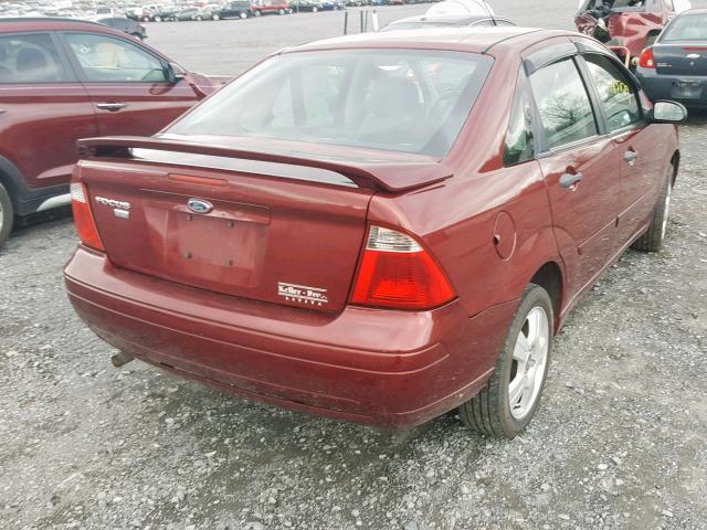 1FAHP34N87W117912 - 2007 FORD FOCUS ZX4 MAROON photo 4