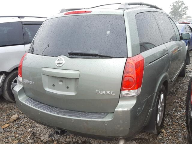 5N1BV28U65N104186 - 2005 NISSAN QUEST S GREEN photo 4