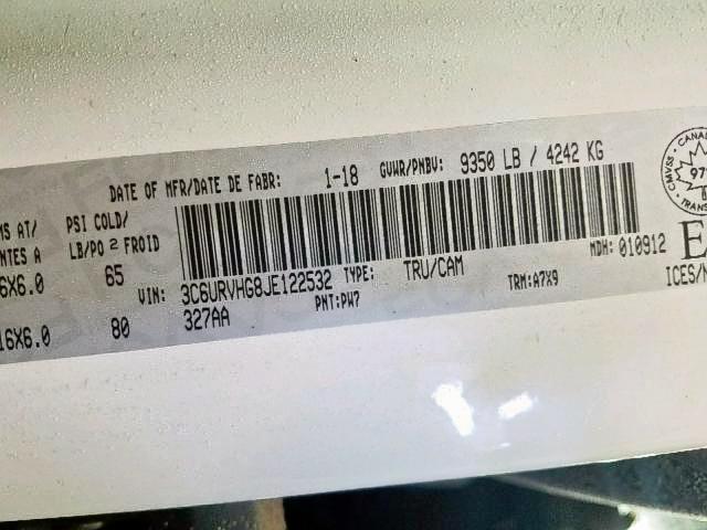 3C6URVHG8JE122532 - 2018 RAM PROMASTER 白色 照片 9
