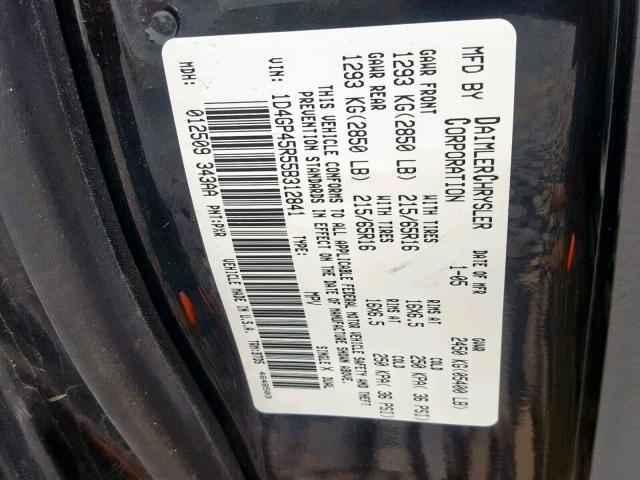 1D4GP45R55B312841 - 2005 DODGE CARAVAN SX BLACK photo 10