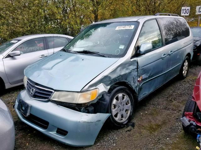 2HKRL18962H582506 - 2002 HONDA ODYSSEY EX BLUE photo 2