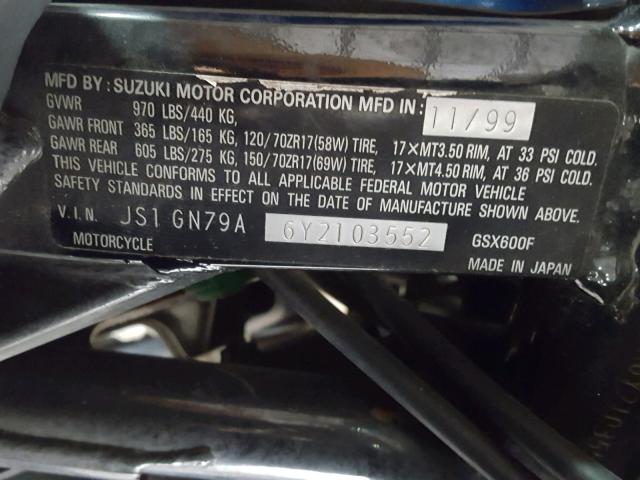 JS1GN79A6Y2103552 - 2000 SUZUKI GSX600 F BLUE photo 10