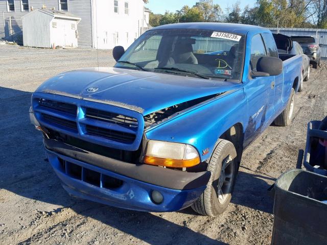 1B7GL22X9YS550048 - 2000 DODGE DAKOTA BLUE photo 2