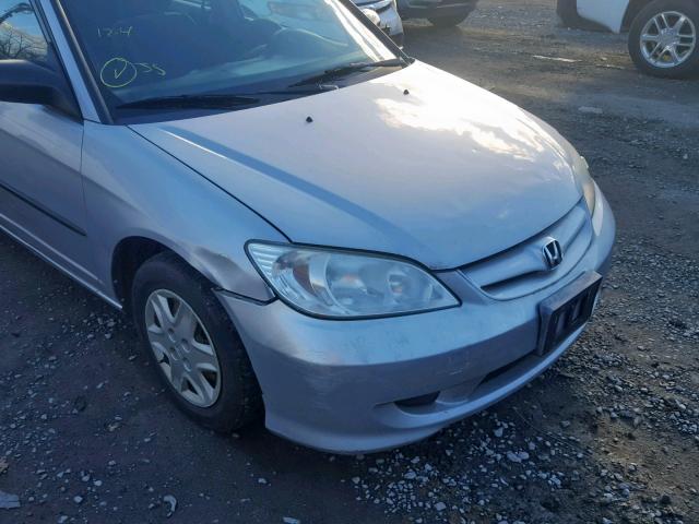 1HGES163X5L008136 - 2005 HONDA CIVIC DX V SILVER photo 9