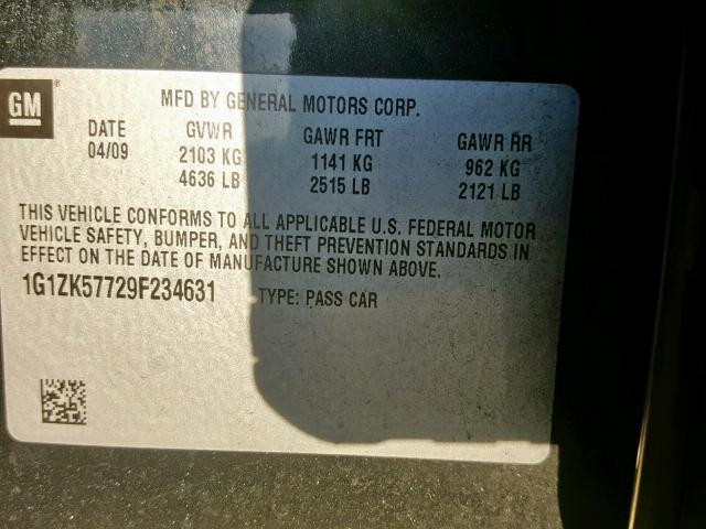 1G1ZK57729F234631 - 2009 CHEVROLET MALIBU LTZ BLACK photo 10