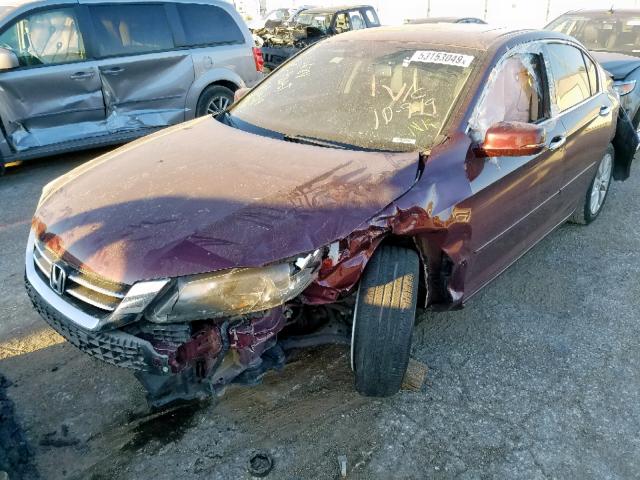 1HGCR3F82DA002626 - 2013 HONDA ACCORD EXL MAROON photo 2