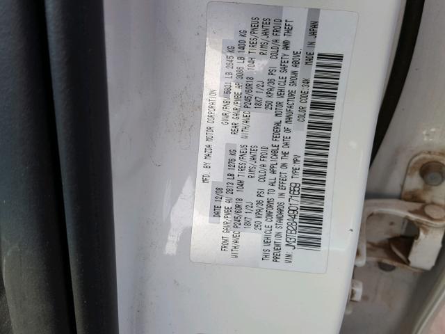 JM3TB28A490171659 - 2009 MAZDA CX-9 WHITE photo 10