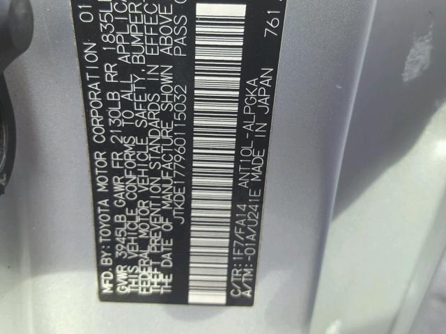 JTKDE177960115032 - 2006 TOYOTA SCION TC ვერცხლისფერი ფოტო 10