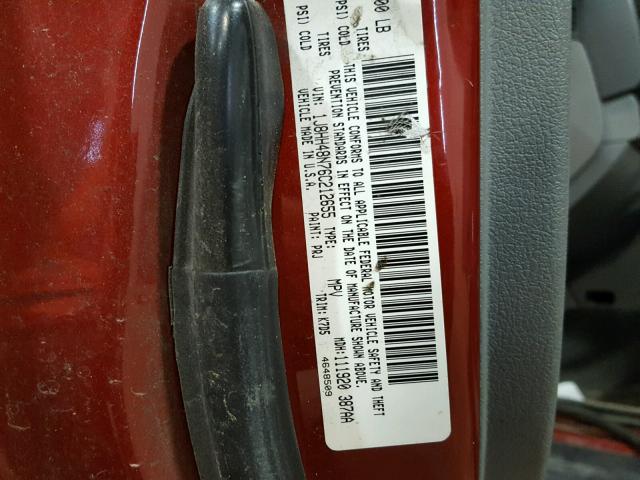 1J8HH48N76C212655 - 2006 JEEP COMMANDER RED photo 10