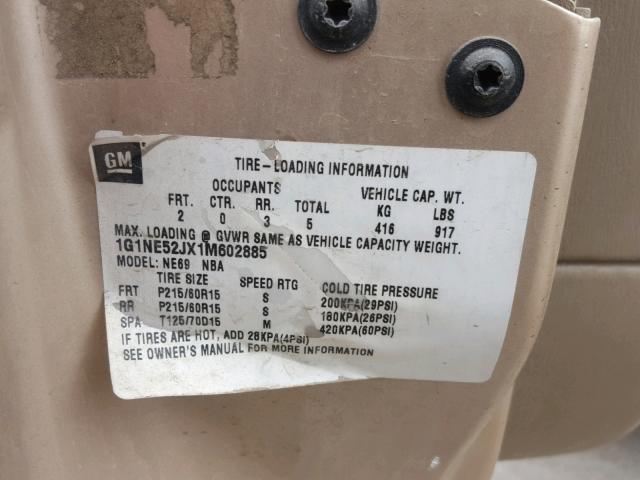 1G1NE52JX1M602885 - 2001 CHEVROLET MALIBU LS Qızıl foto 10