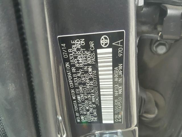 JTDKDTB31E1077774 - 2014 TOYOTA PRIUS C GRAY photo 10