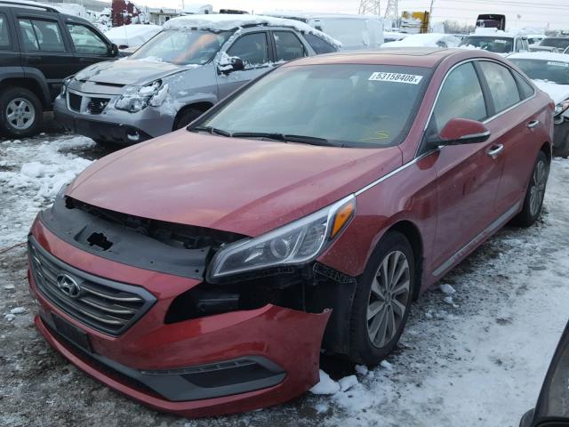 5NPE34AF4HH572842 - 2017 HYUNDAI SONATA SPO RED photo 2