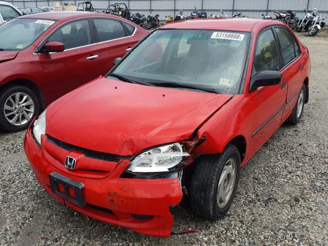 1HGES163X5L020321 - 2005 HONDA CIVIC DX V RED photo 2