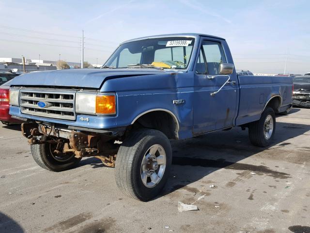 1FTEF26H7KPA20558 - 1989 FORD F250 BLUE photo 2