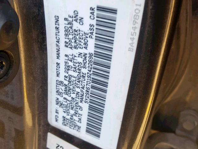 5Y2SR67019Z422696 - 2009 PONTIAC VIBE GT GRAY photo 10