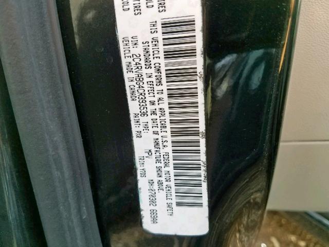 2C4RVABG4CR393536 - 2012 VOLKSWAGEN ROUTAN SE BLACK photo 10