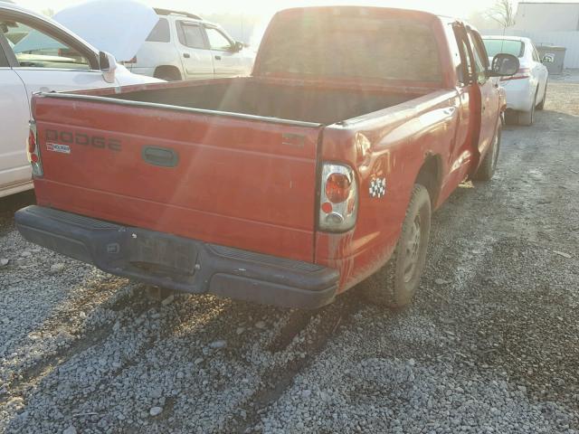 1B7GL23X2VS287122 - 1997 DODGE DAKOTA RED photo 4