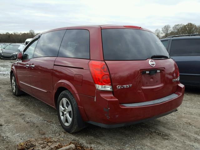 5N1BV28U17N101487 - 2007 NISSAN QUEST S RED photo 3