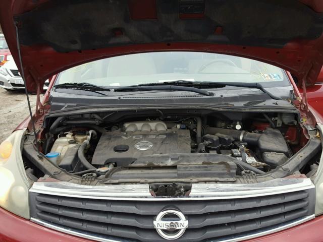 5N1BV28U17N101487 - 2007 NISSAN QUEST S RED photo 7