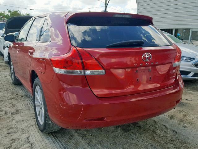 4T3ZA3BB5CU059582 - 2012 TOYOTA VENZA LE RED photo 3