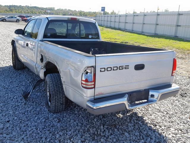 1B7GL42N62S527070 - 2002 DODGE DAKOTA SLT SILVER photo 3