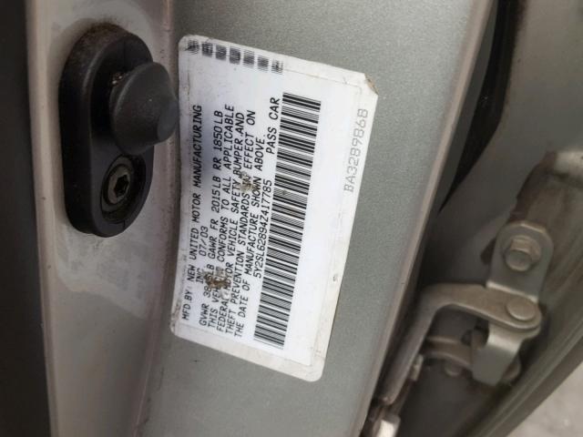 5Y2SL62894Z417785 - 2004 PONTIAC VIBE SILVER photo 10