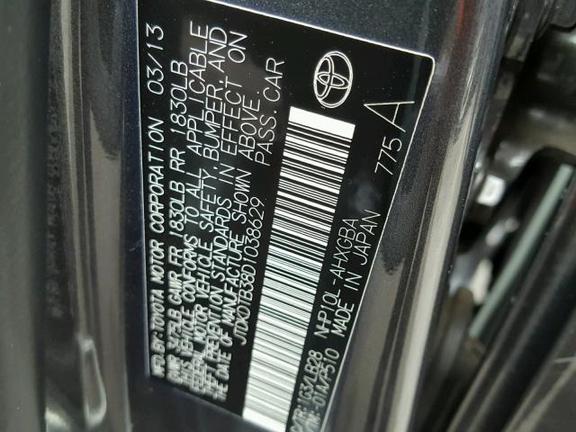 JTDKDTB38D1038629 - 2013 TOYOTA PRIUS C GRAY photo 10