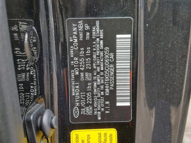 KMHHT6KD5CU069059 - 2012 HYUNDAI GENESIS CO BLACK photo 10