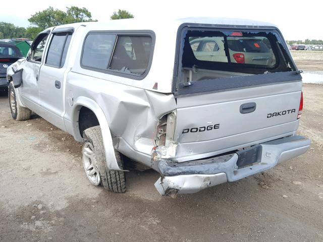 1D7HL38N93S154006 - 2003 DODGE DAKOTA QUA SILVER photo 3