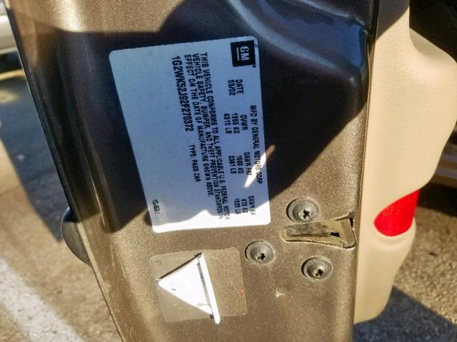 1G2WK52J92F270372 - 2002 PONTIAC GRAND PRIX TAN photo 10