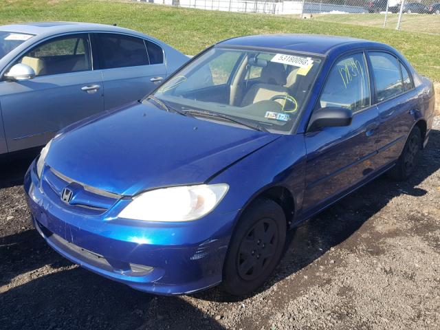 1HGES16335L011041 - 2005 HONDA CIVIC DX V BLUE photo 2