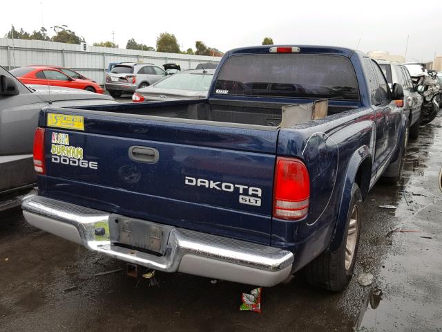 1D7HL42X83S354052 - 2003 DODGE DAKOTA SLT BLUE photo 4